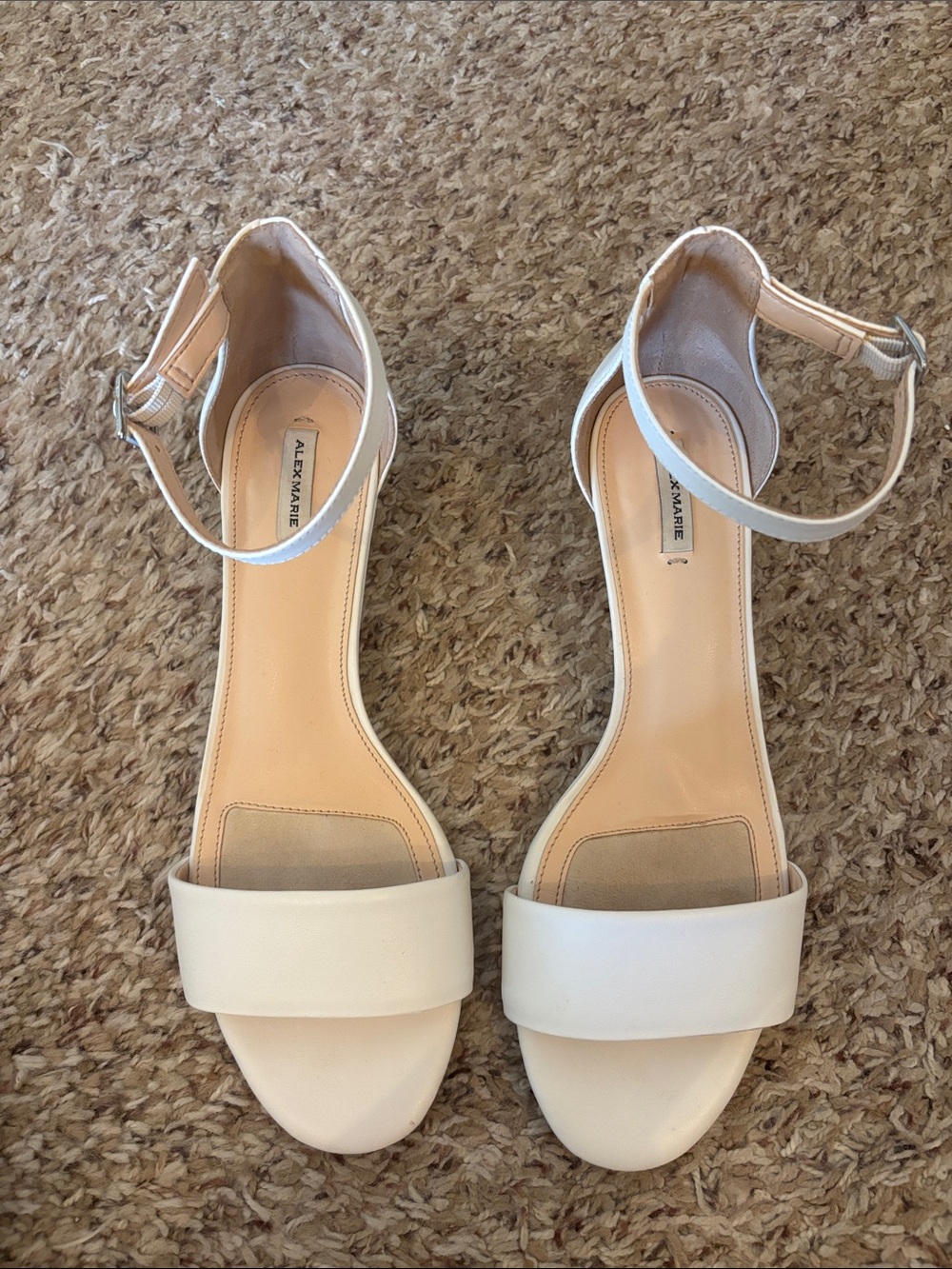 Alex Marie White Ankle-Strap Block Heel Sandals